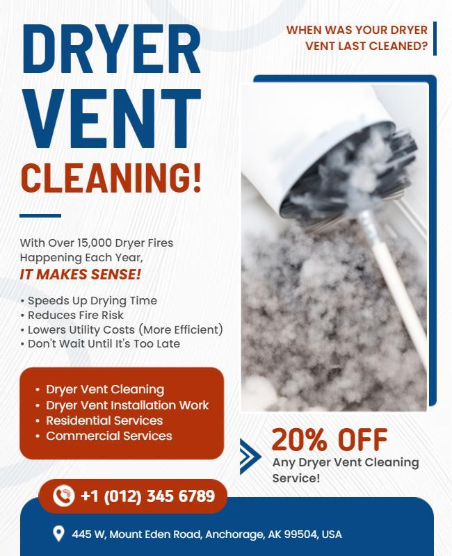 Dryer Vent Cleaning Service Promotion Flyer Template