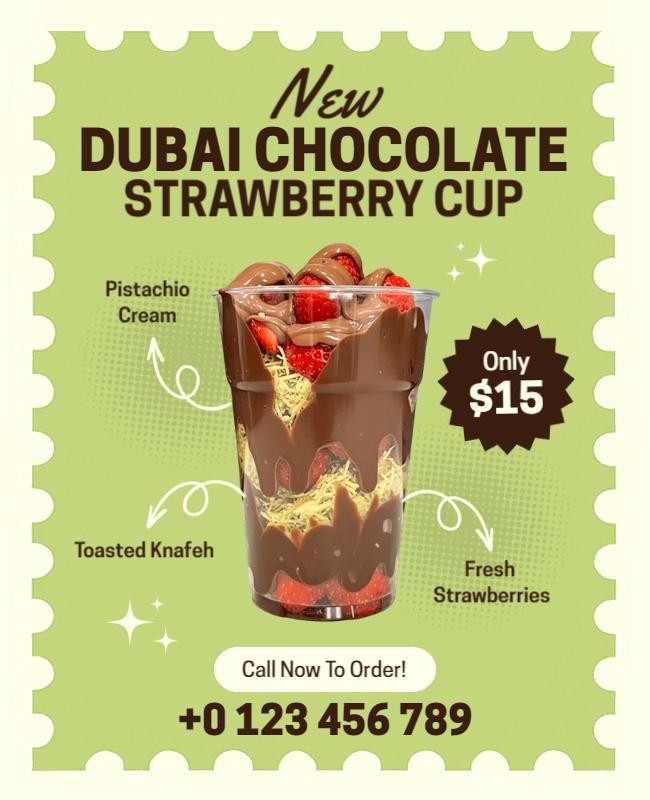 Dubai Chocolate Strawberry Cup Advertising Flyer Template