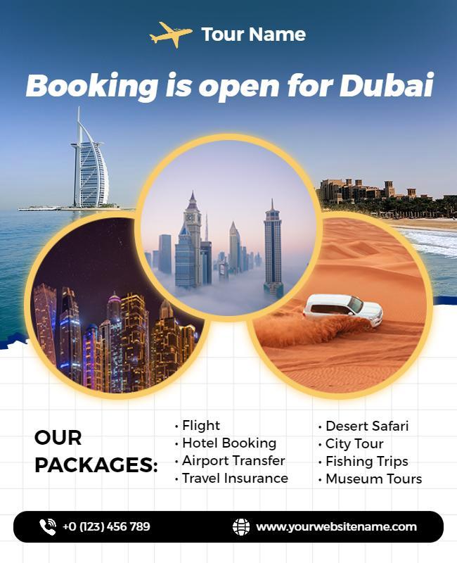 Dubai Travel Booking Tour Package Flyer Template