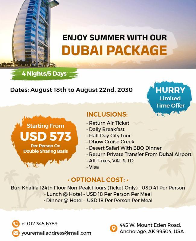 Dubai Travel Package Promotion Flyer Template