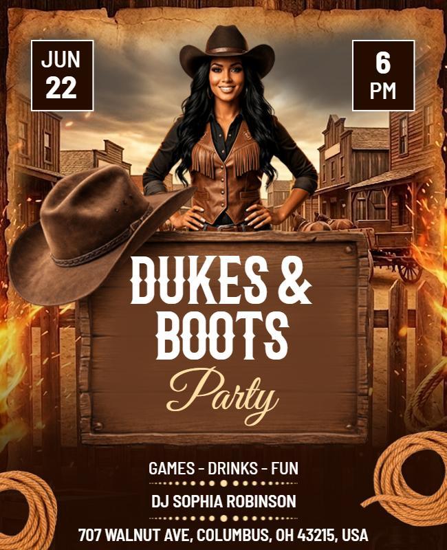 Dukes and Boots Party Flyer Template
