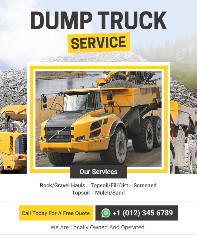 Dump Truck Service Promotional Flyer Template