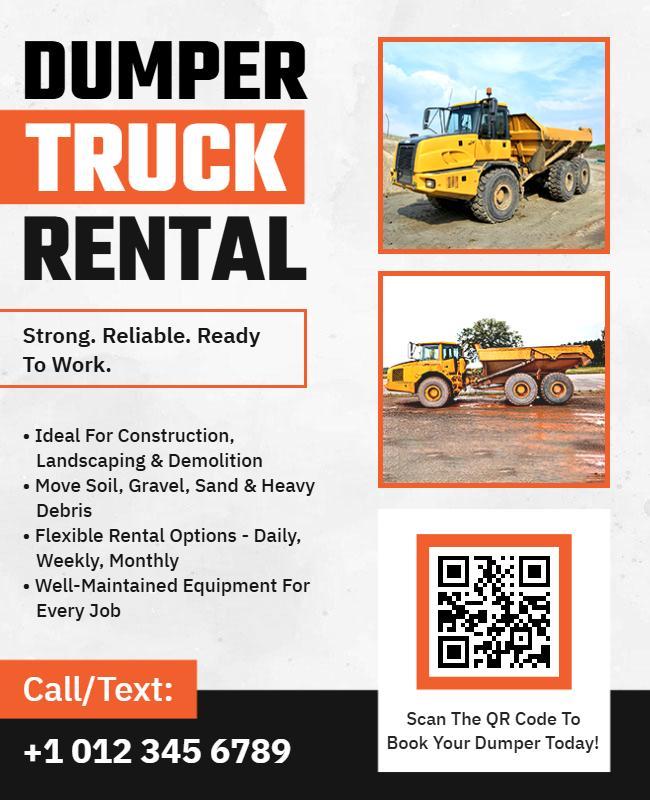 Dumper Truck Rental Services Flyer Template