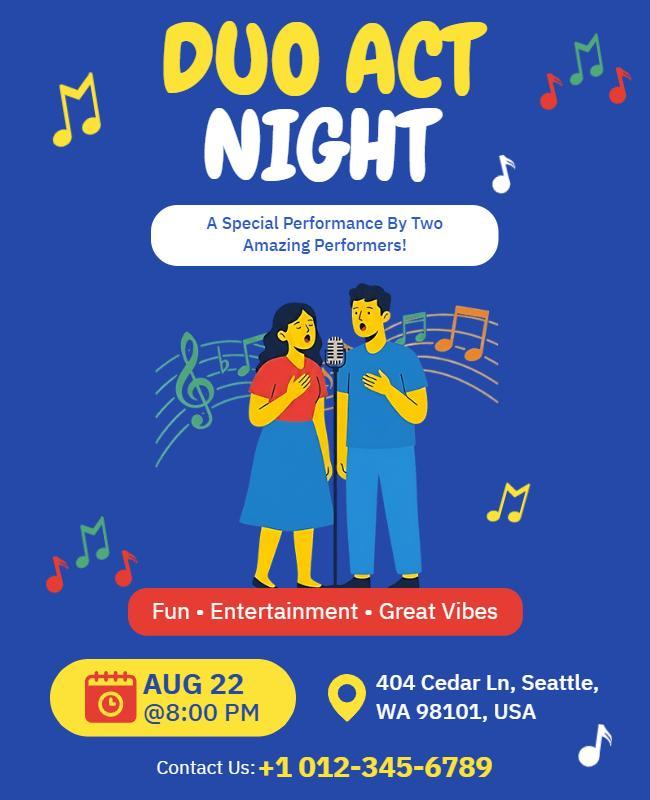 Duo Act Night Entertainment Event Flyer Template