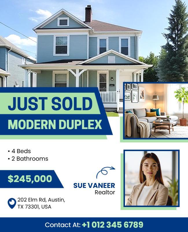 Duplex Just Sold Real Estate Marketing Flyer Template