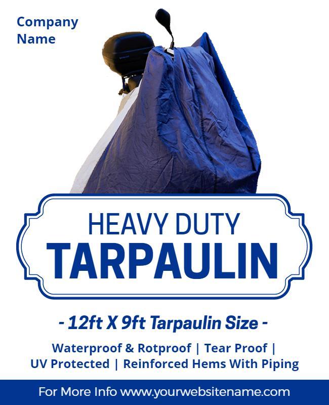 Durable Blue Heavy Duty Tarpaulin Product Poster Template