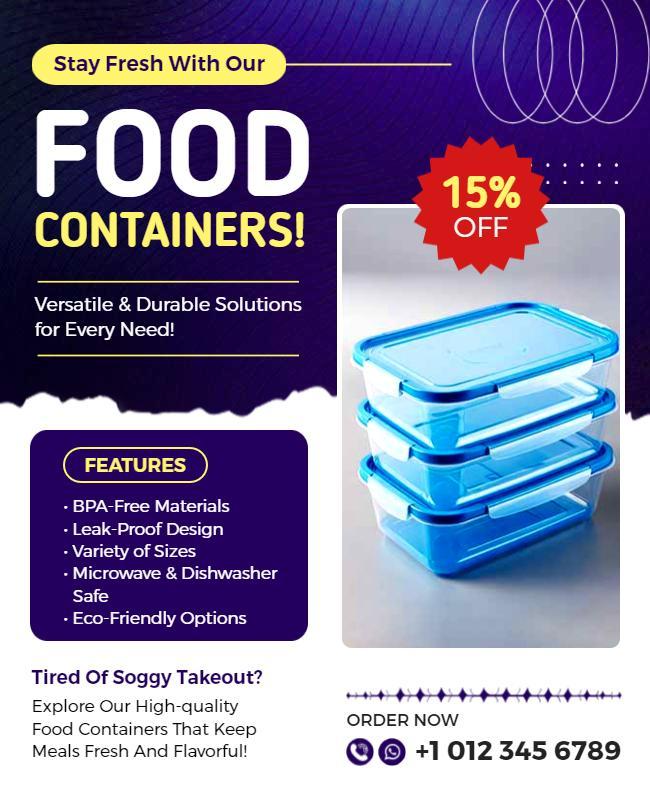 Durable Food Containers Discount Offer Flyer Template