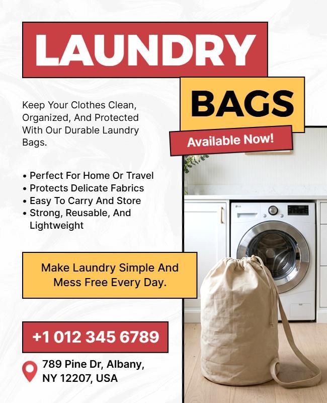 Durable Laundry Bags Promotional Poster Template