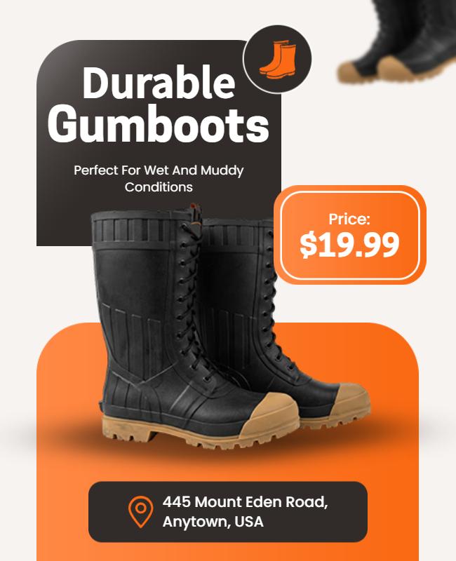 Durable Outdoor Gumboots Promotion Flyer Template