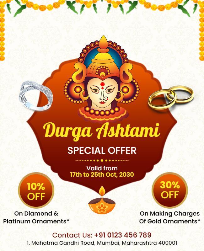 Durga Ashtami Jewelry Special Offer Flyer Template