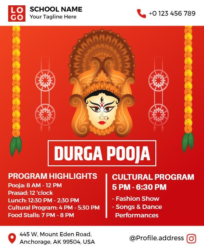 Durga Pooja Celebration Event Flyer Template