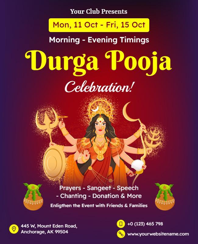 Durga Pooja Festival Celebration Event Flyer Template