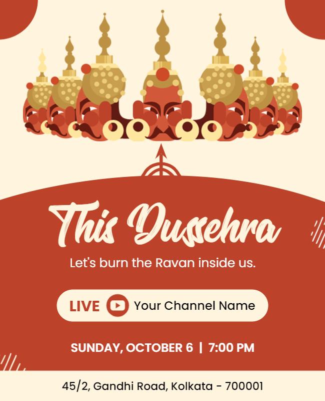 Dussehra Celebration Event Live Streaming Flyer Template