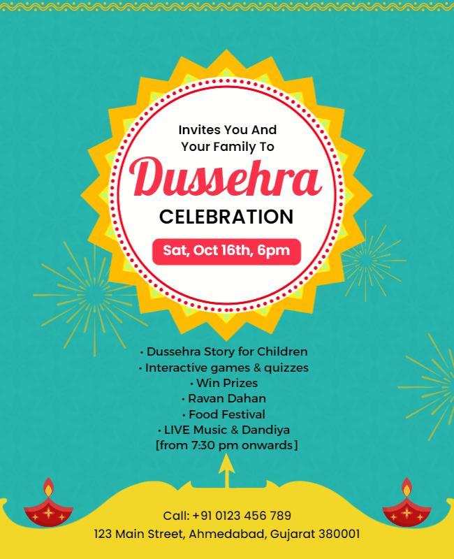 Dussehra Family Celebration Event Flyer Template