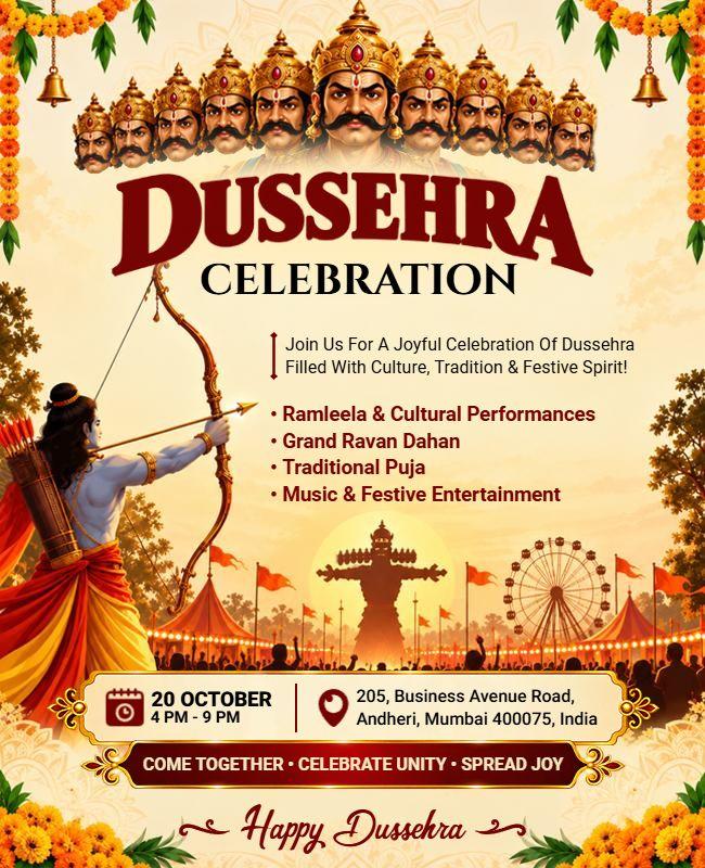 Dussehra Festival Celebration Event Flyer Template