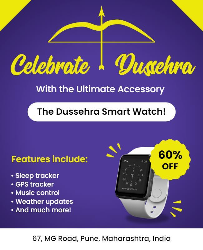 Dussehra Festival Smartwatch Promotion Flyer Template