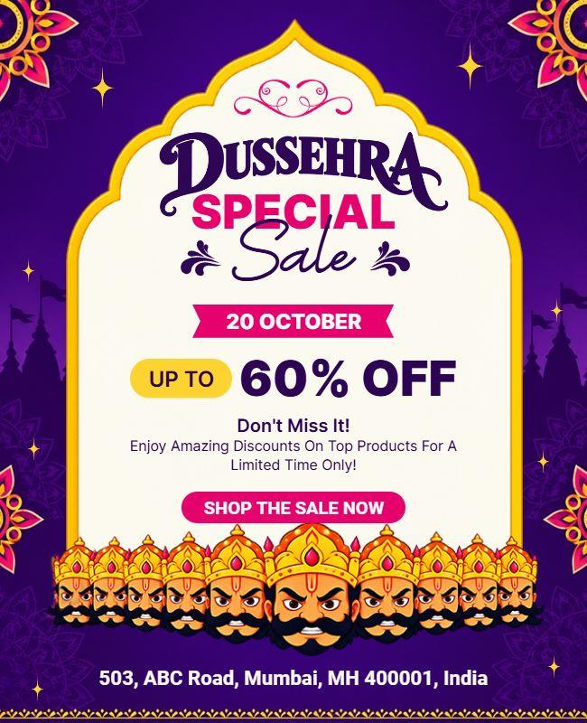 Dussehra Festival Special Sale Flyer Template