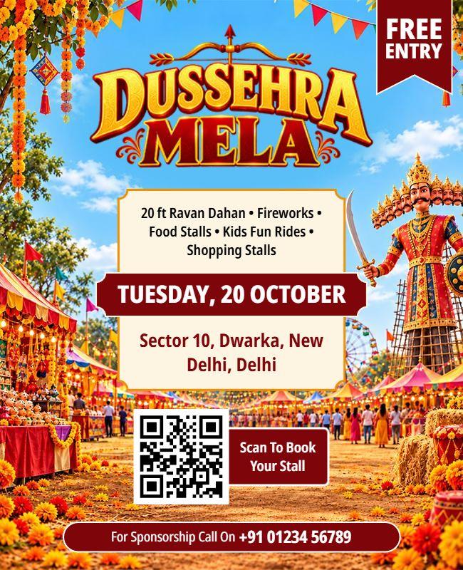 Dussehra Mela Festival Celebration Flyer Template