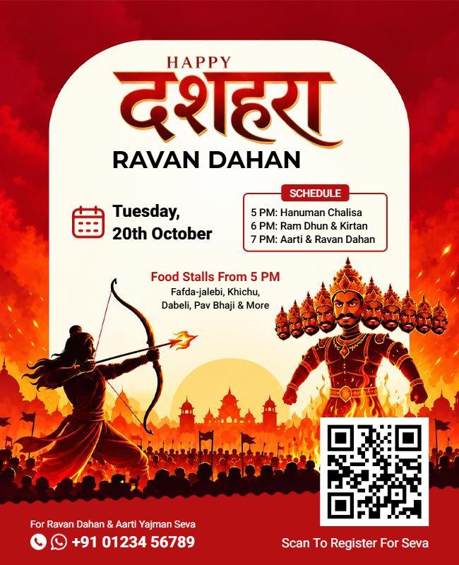 Dussehra Ravan Dahan Event Celebration Flyer Template