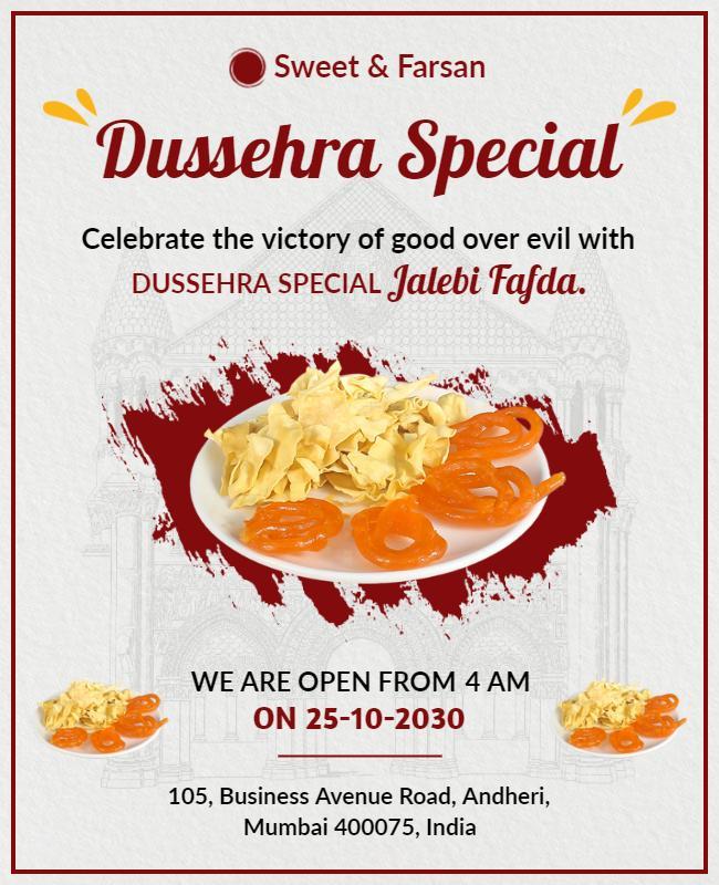 Dussehra Special Jalebi Fafda Celebration Flyer Template