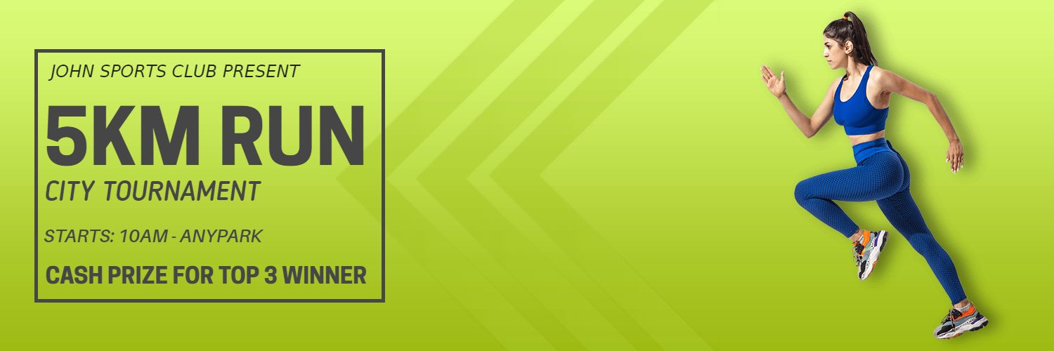 Dynamic 5KM Run City Tournament with Athlete in Motion Banner Template