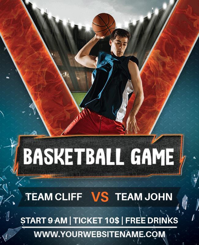 Dynamic Action-Packed Basketball Game Poster Template