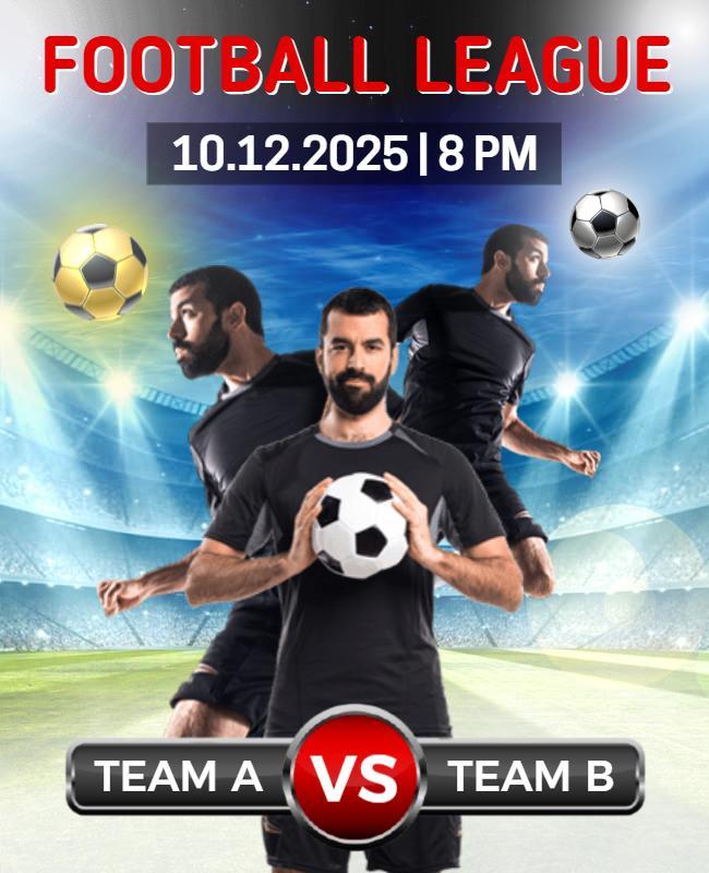 Dynamic Action-Packed Football League Match Poster Template