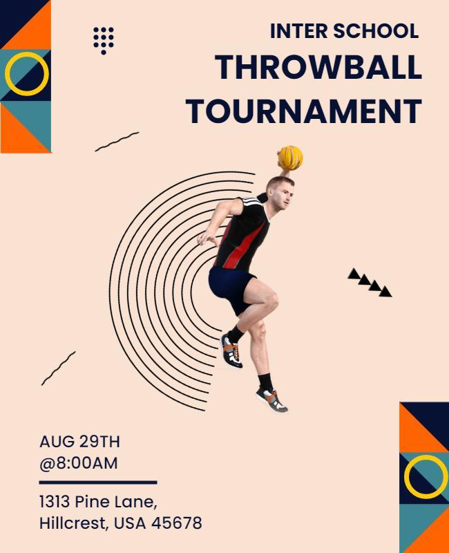 Dynamic Action Sports Throwball Tournament Poster Template