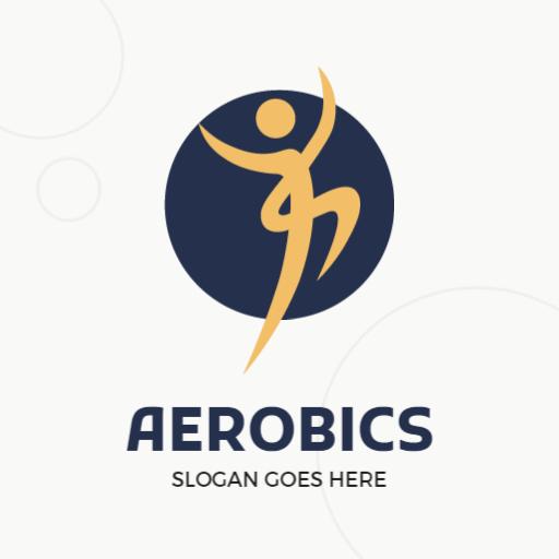 Dynamic and Energetic Fitness Moves in Aerobics Logo Template