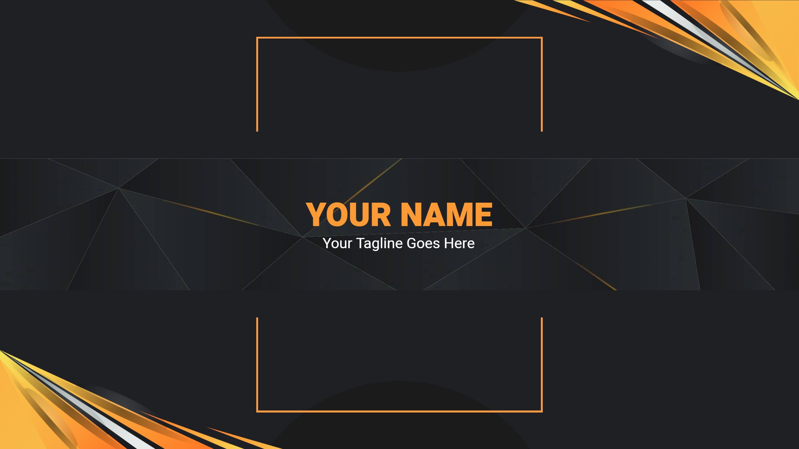 Dynamic Angular Shapes with Orange Accents YouTube Banner Template