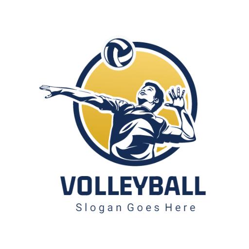 Dynamic Athlete Spiking Ball with Stylish Volleyball Logo Template