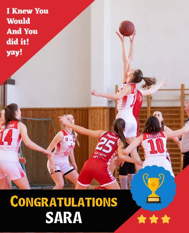 Dynamic Basketball Achievement Celebration Poster Template