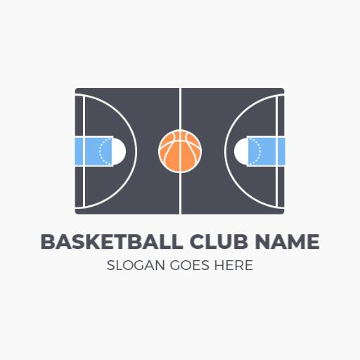 Dynamic Basketball Court Design Representing Athletic Teams Logo Template