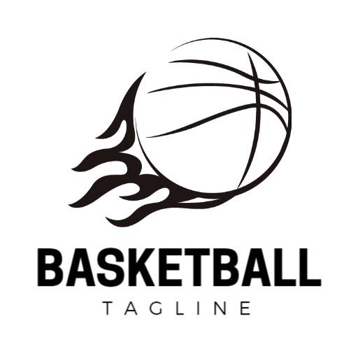 Dynamic Basketball Design Featuring Fiery Motion Elements Logo Template