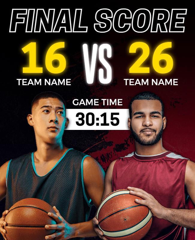 Dynamic Basketball Final Score Matchup Poster Template
