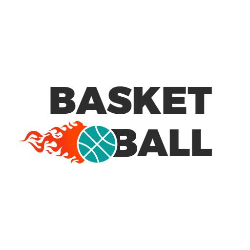 Dynamic Basketball Logo Featuring Flames and Vibrant Colors Logo Template