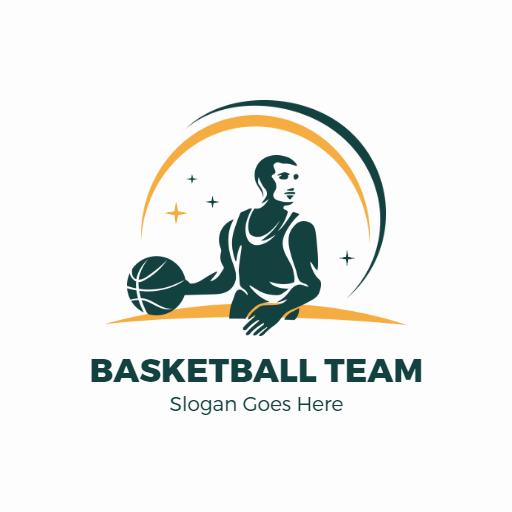Dynamic Basketball Player in Action Showcasing Team Spirit Logo Template
