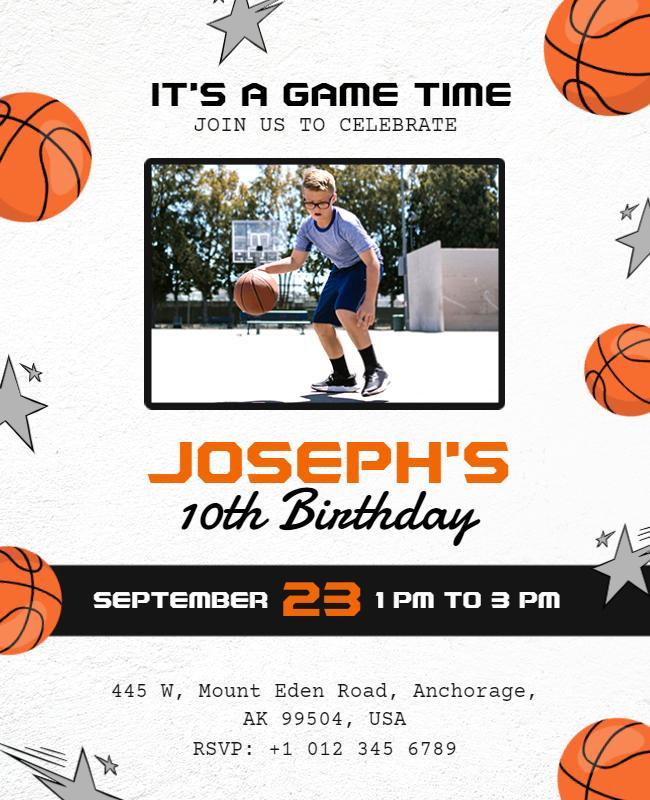 Dynamic Basketball Theme Birthday Celebration Poster Template