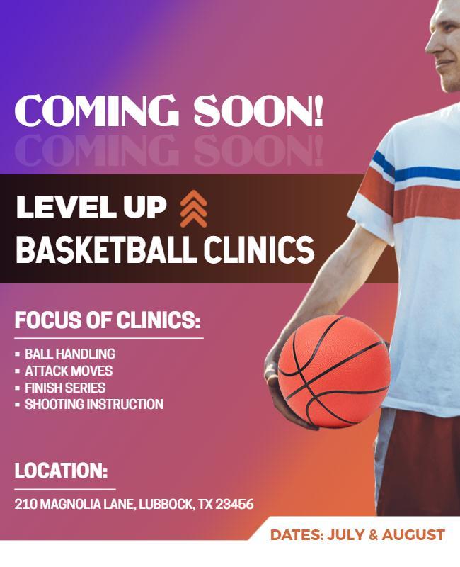 Dynamic Basketball Training Clinics Announcement Poster Template