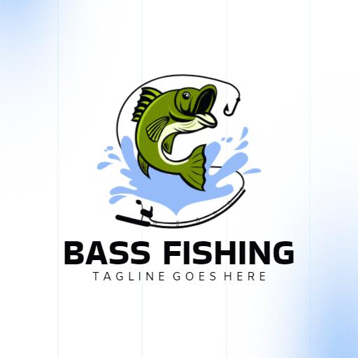 Dynamic Bass Fish Jumping Over Water Represents Fishing Logo Template