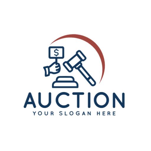 Dynamic Bidding Scene with Gavel and Dollar Auction Logo Template