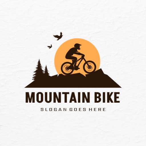 Dynamic Biker Silhouette Against an Orange Sunrise Logo Template