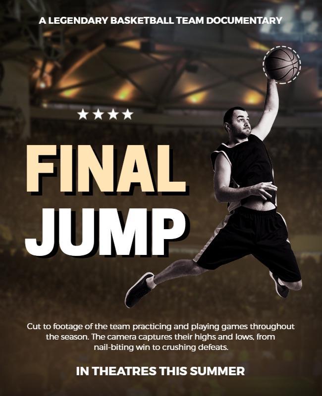 Dynamic Black and Gold Basketball Documentary Poster Template