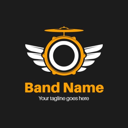 Dynamic Black and Gold Drum Design for Music Band Logo Template