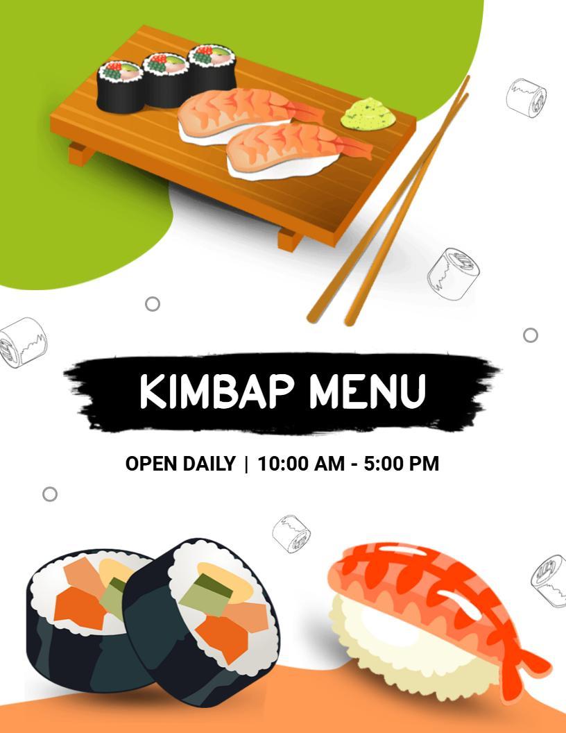 Dynamic Black and Green Kimbap and Sushi Menu Template