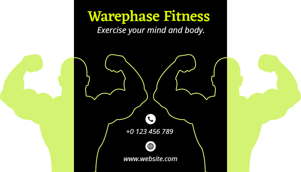 Dynamic Black and Neon Green Fitness Center Business Card Template