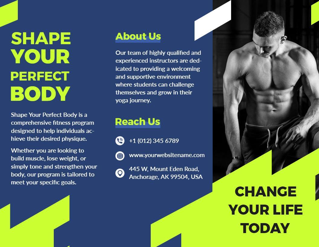 Dynamic Black and Neon Green Fitness Program Brochure Template