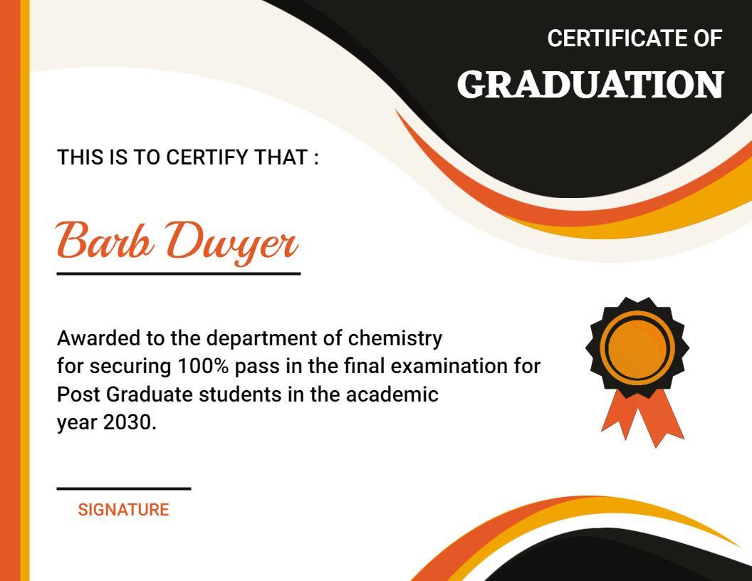 Dynamic Black and Orange Graduation Achievement Certificate Template