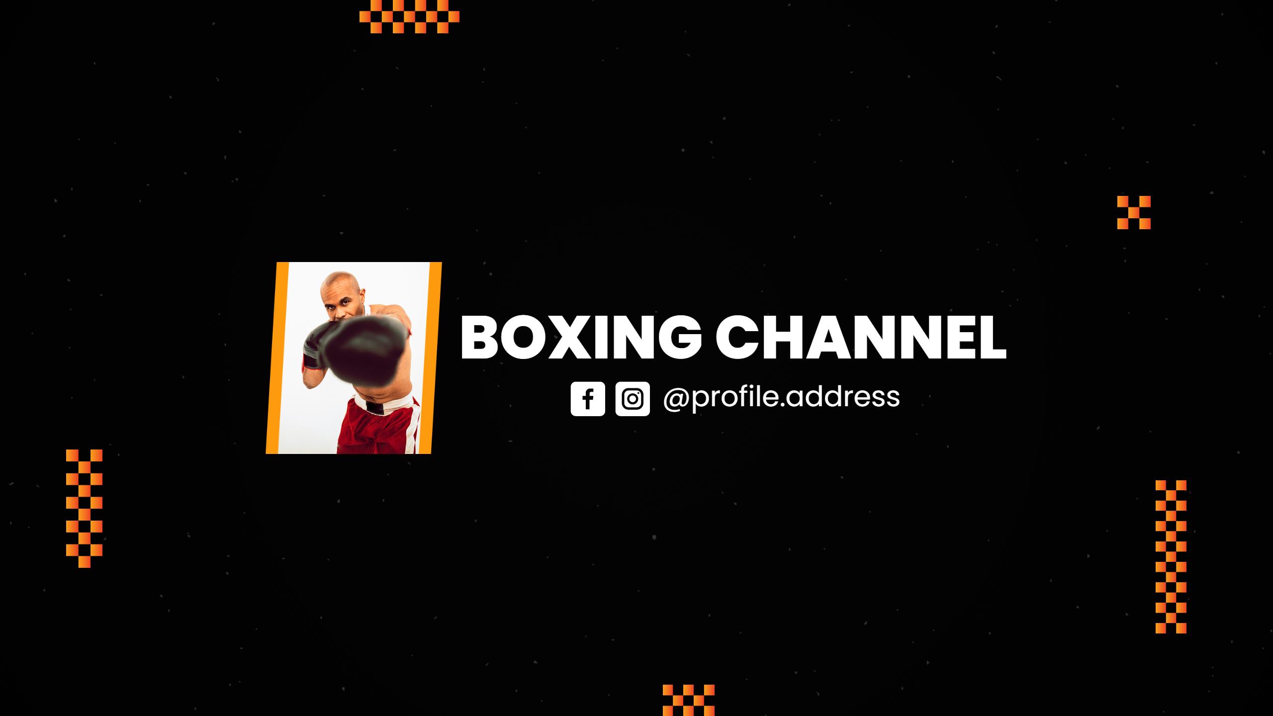 Dynamic Black and Orange Theme for Boxing Channel YouTube Banner Template
