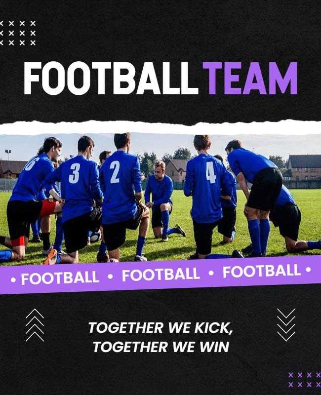 Dynamic Black and Purple Football Team Spirit Poster Template